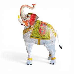 Handmade Royal Painted <b>Elephant</b> Iron Art Featuring Animal Pattern - Product Image 1