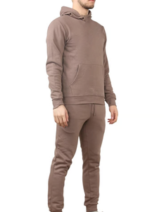 Survêtement de haute qualité pour hommes, 100% coton, poids moyen, respirant, séchage rapide, logo personnalisé, tendance, sweat-shirts et pantalons de jogging marron par Ako - Product Image 2