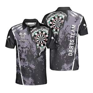 เสื้อดาร์ทแบบซับลิเมชั่น เสื้อโปโลดาร์ทแบบสั่งทำ เสื้อเจอร์ซีย์ติดกระดุมแบบสั่งทำ แขนสั้น ลายเรียบ ออกแบบเสื้อของคุณเอง - Product Image 2