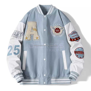 Chaquetas universitarias con cuello levantado personalizadas para hombre, manga larga, lona de alta calidad, ropa informal de invierno, parches con logotipo bordado, chenilla - Product Image 1