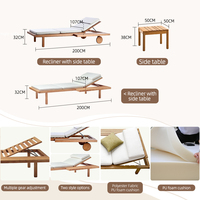 Chaise longue de piscine en bois imperméable OEM ODM avec roues mobiles, mousse blanche compressée, pour terrasse, siège individuel