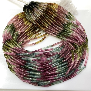 Perles en forme de rondelle à facettes en tourmaline pour la fabrication de bijoux. - Product Image 4