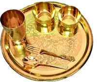 Ensemble de cuisine Kansa Ensemble de dîner pour la maison Hôtel Table Ware Use 100% Bonne qualité fait à la main en laiton poli Thali Set Best Design