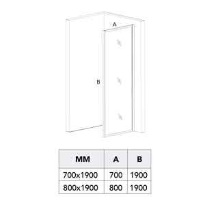 Rideau de douche Cielo avec cadre noir mat, taille fixe, hauteur 80 cm, 190 cm - Product Image 2