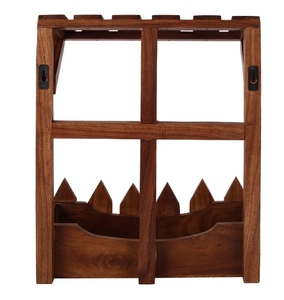 Revistero Sheesham Wood Hut hecho a mano con opción de montaje en pared Revistero de madera Estante Cesta de almacenamiento decorativa - Product Image 5
