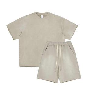 Ensemble deux pièces pour homme, short et t-shirt, style streetwear décontracté, ensemble deux pièces t-shirt pour homme, couleur contrastée personnalisée, coton respirant - Product Image 5