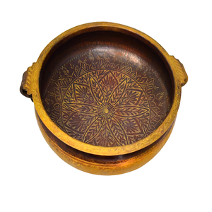 Urli ดอกไม้รูปทรงกลมสำหรับงานแต่งงานและตกแต่งเทศกาลดิวาลีทองเหลืองสีทองดีไซน์โบราณ - Product Image 1