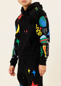 Custom Cotton Print Hoodie Puff Print Pant <b>Men</b> Tracksuit Stacked <b>Flared</b> <b>Mens</b> Two Pieces Jogger Sets - Product Image 5