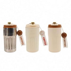 แก้วกาแฟสแตนเลสสีขาวราคาถูกพร้อมหลอดดูด รุ่นขายดีที่สุด - Product Image 4