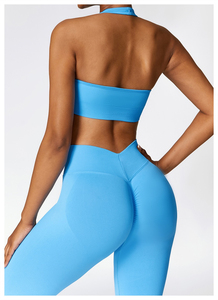 Ensembles de gym personnalisés pour femmes Taille élastique Respirant Solide Fitness Wear Nouvelle arrivée Fantaisie Débardeur Legging pour Yoga Personnalisé - Product Image 3