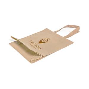 Medium Size Customized Logo Tote <b>Bags</b> for Shopping Advertising Recyclable Grocery <b>Bags</b> with <b>Long</b> Handle Featuring Letter Pattern - Product Image 6