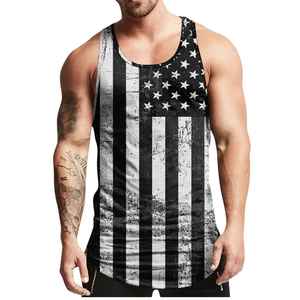 Débardeur pour homme bleu à imprimé géométrique, col rond, séchage rapide, style sportif, en polyester tricoté, coupe ajustée - Product Image 6