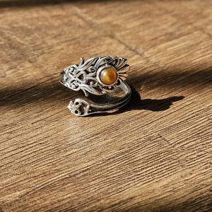 <b>Adjustable</b> Tiger Eye <b>Silver</b> <b>Ring</b> Lightweight and Stylish for Weddings Parties Anniversaries Engagements-Gift - Product Image 3