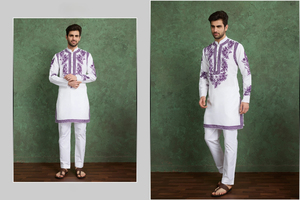 Collection Kurta pour hommes en rayonne imprimée numérique de style Rajwara pour les fêtes formelles - Product Image 4