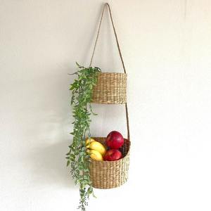 Panier de rangement multi-niveaux en herbe de mer tissé à la main, panier suspendu pour fruits en herbe de mer - Product Image 2