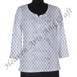 Algodón bloque de mano estampado Hippie mujer diseñador indio camisa túnica Top vestido indio Top a precio al por mayor - Product Image 6