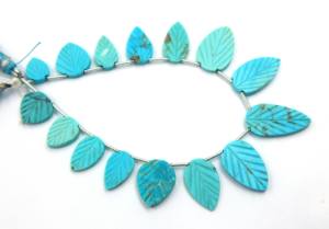 ลูกปัดแกะสลักใบอาริโซน่าเทอร์คอยส์ธรรมชาติ14X7MM 21X11MM ลูกแพร์เรียบขนาด5นิ้วสำหรับทำเครื่องประดับ - Product Image 2