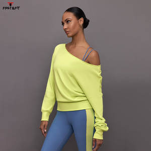 เสื้อสเวตเตอร์ออกกำลังกายแขนยาวเปิดไหล่สำหรับผู้หญิงพิมพ์ลายสำหรับฤดูใบไม้ร่วงฤดูหนาวโลโก้ออกแบบได้ตามต้องการ - Product Image 3