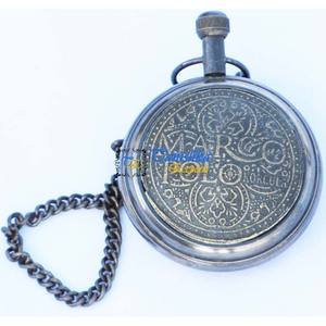 Chất lượng cao hiện đại đồng đen Antique kết thúc Marco Polo Pocket Watch phong cách bảng đồng hồ chuỗi Roman chữ số Bán buôn giá - Product Image 3