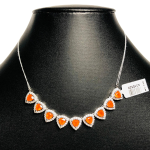 Conjunto de collar y aretes de Plata de Ley 925 con piedras preciosas de cornalina natural Hermoso diseño único para boda o regalo - Product Image 2