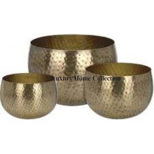 <b>Large</b> Round Shape Durable Metal <b>Gold</b> Plated Hammered Designer Home and Office Decorative <b>Pots</b> and Planters in Competitive Price - Product Image 3