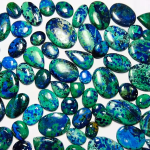 Pierres précieuses en cabochon lâche d'azurite et de malachite naturelles pour la fabrication de bijoux, origine Congo, 500g, différentes tailles - Product Image 1
