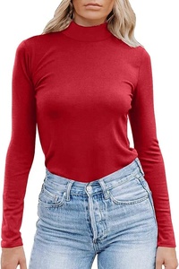 Camiseta de cuello alto de manga larga para mujer de alta calidad 100% algodón OEM Bangladesh Factory Camiseta de cuello alto para mujer - Product Image 6