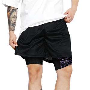 กางเกงขาสั้นกีฬา 3 มิติ 2 in 1 สำหรับผู้ชาย ออกกำลังกาย วิ่ง ระบายอากาศ แห้งเร็ว กางเกงขาสั้นลำลองฤดูร้อน มีกระเป๋าข้าง - Product Image 5