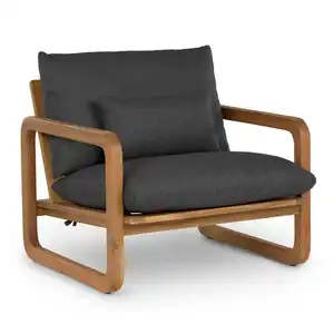 Boy kanepe bir koltuk tik bahçe kanepe Rattan hasır otel mobilya açık veranda yastık toptan ile