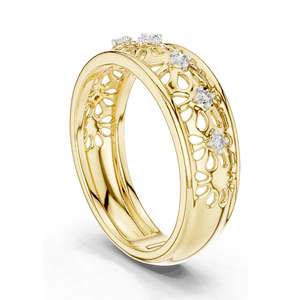 Anillo de Filigrana con Diamante de Laboratorio de 0.082 CT para Mujer, Claridad VVS-VS EF, Oro de 18KT, 14KT, 10KT y Plata 925, Oro Rosa, Amarillo - Product Image 5