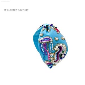 2025 Summer Top Knotted Embroidered Women's Beaded Headband with Elegant <b>Flower</b> Design Custom Design Hairbands At Wholesale Bulk - Product Image 6