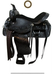 Selle de cheval de course de baril en cuir DD occidental de qualité supérieure fabriquée à la main légère et confortable pour l'équitation de performance de rodéo - Product Image 2