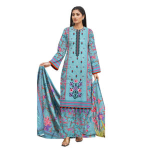 Custom Sizes Top Quality Casual <b>Dresses</b> Women Pakistan 3-Piece <b>Stitched</b> <b>Dress</b> Embroidery Design with Shawls Women's Sets - Product Image 1