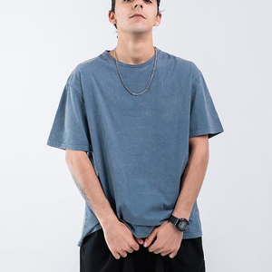 2025 estilo de moda personalizado gran blanco Vintage Retro cuello redondo para hombre de gran tamaño lavado ácido camiseta - Product Image 2