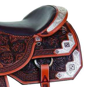 Sier Cuir de vachette véritable English Western Pleasure Show Horse Saddle Tack Accessoires-Assorti Headstall Breast Collar Rein - Product Image 4