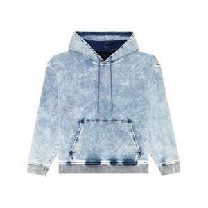 Sweat à capuche unisexe en molleton bleu d'hiver, coupe courte, effet délavé à l'acide, vintage, couture personnalisée, logo brodé, streetwear, 2025 - Product Image 4