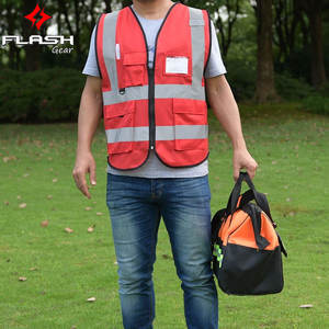 Vente en gros Gilet de sécurité haute visibilité Couleur personnalisée Tissu en maille rouge Vêtements de travail Sécurité Autre uniforme Réfléchissant - Product Image 3