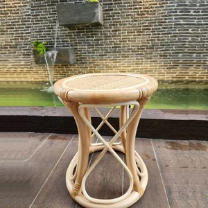 Meubles de maison vintage-Tabouret en rotin naturel Table d'appoint en osier Chaise de loisirs pour hôtel Maison pour chambre à coucher à manger Fait à la main Vietnam - Product Image 3