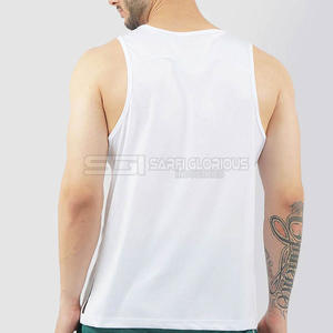 <b>Men</b> Sublimated Green <b>White</b> Fitness Singlet Gym <b>Tank</b> <b>Top</b> Sleeveless High Stretch Cotton Spandex Vest - Product Image 3