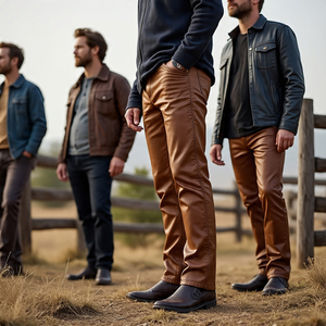 Pantalones de piel de oveja genuina de alta calidad ajustados para Hombre | Pantalones de abrigo pesados transpirables a prueba de viento ecológicos - Product Image 6