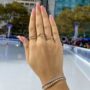 14K oro amarillo minimalista aniversario nupcial Vintage personalizado Toi Et Moi forma de pera bisel ajuste oro amarillo anillo ajustable - Product Image 3