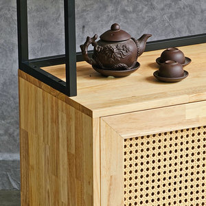 Étagère décorative en bois de caoutchouc au design scandinave avec compartiments (100x40x172cm) - Product Image 5