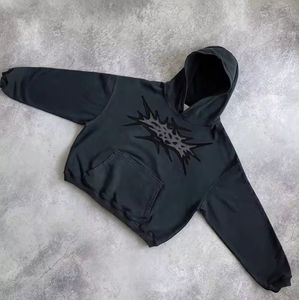 Sweat à capuche solide respirant gaufré sublimé avec technique brodée 100% coton pour l'hiver pour hommes design personnalisé vintage - Product Image 3