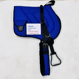 Tapis de selle Bareback doublé en peau de mouton respirant pour chevaux Tapis d'équitation léger avec sangles Fabriqué en Inde - Product Image 2