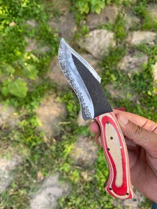 Cuchillo desollador de acero de alto carbono personalizado hecho a mano con hermosa Funda de cuero mango de madera soporte OEM - Product Image 4