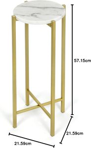 <b>White</b> Marble Collapsible <b>Side</b> Accent Drink <b>Table</b> with Gold Metal Legs for Home bar - Product Image 5