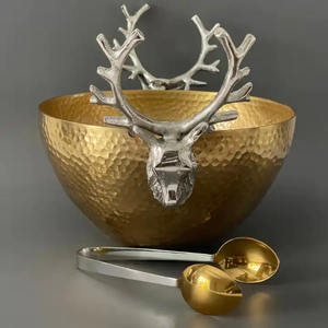 Vintage or vin bière bol à glace ronde bière refroidisseur étain bol à glace de table maison fête Ware à la main métal bols à glace - Product Image 6