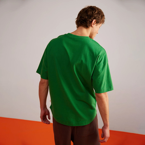 Camiseta lisa de manga corta personalizada impresa 100% algodón Casual Streetwear camiseta hombro caído estampado gráfico bordado hombres camiseta - Product Image 2