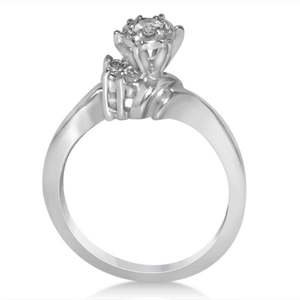 14k White <b>Gold</b> Bridal <b>Set</b> with 0.25ct Diamond Sidestone Accent Diamond <b>Rings</b> - Product Image 3