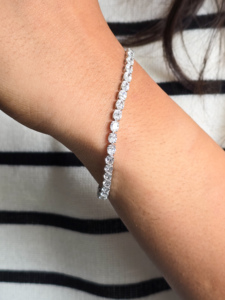 Pulsera de Diamantes en Oro Blanco de 14K y 18K con Diamantes Ovalados Cultivados en Laboratorio, Estilo Tenis para Mujer, Regalos de Boda y Aniversario, 7 Pulgadas - Product Image 2